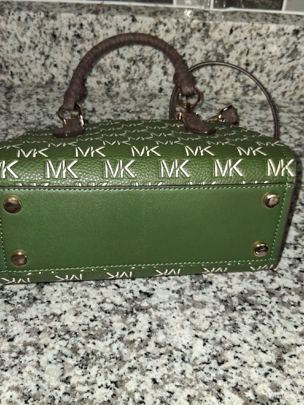 Michael Kors Amazon Green MK Sm.Logo Marilyn Monogramed Satchel Crossbody - Picture 9 of 11